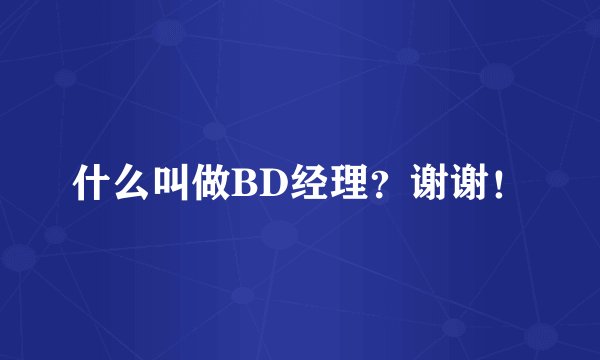 什么叫做BD经理？谢谢！