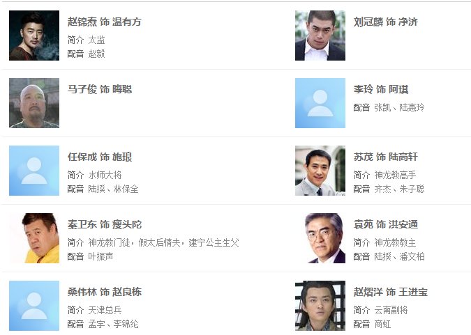 有关于新鹿鼎记黄晓明版的演员表