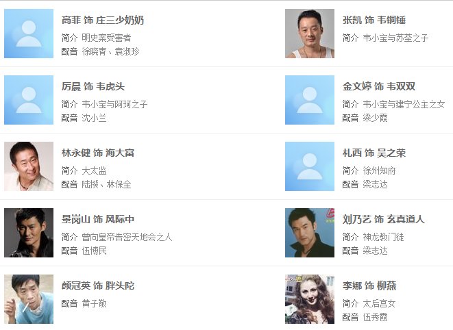 有关于新鹿鼎记黄晓明版的演员表