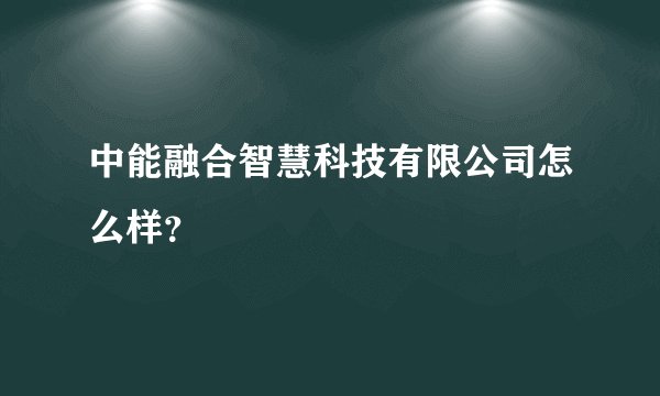 中能融合智慧科技有限公司怎么样？