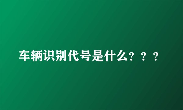 车辆识别代号是什么？？？