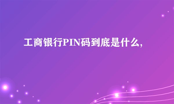 工商银行PIN码到底是什么,