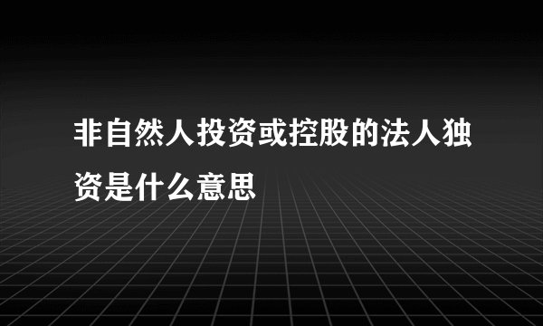 非自然人投资或控股的法人独资是什么意思