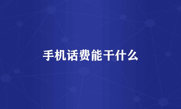 手机话费能干什么