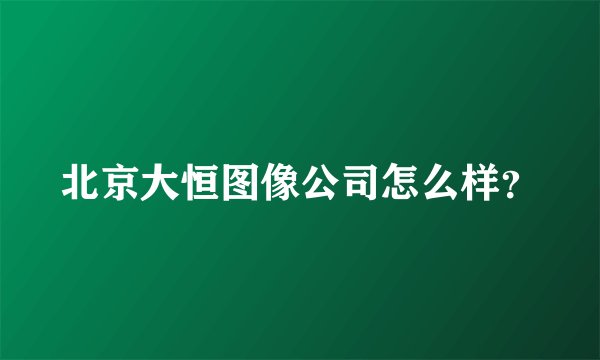 北京大恒图像公司怎么样？