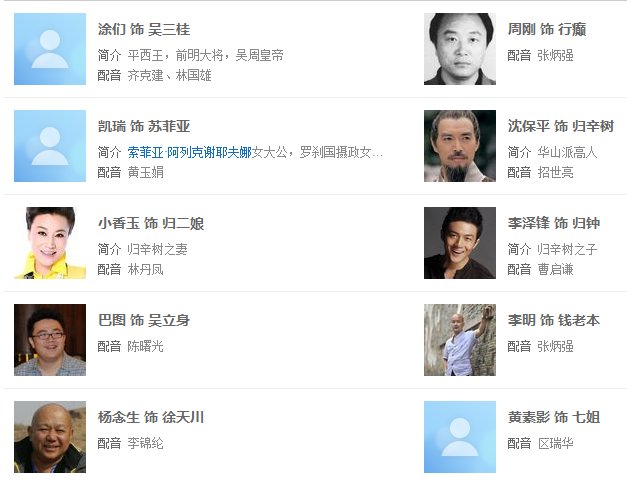 有关于新鹿鼎记黄晓明版的演员表