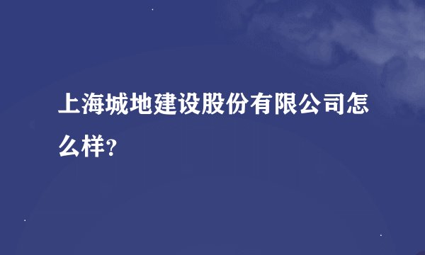上海城地建设股份有限公司怎么样？
