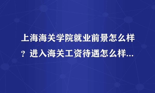 上海海关学院就业前景怎么样？进入海关工资待遇怎么样？拜托了！