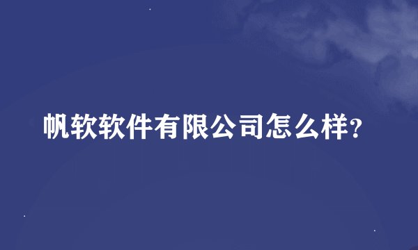 帆软软件有限公司怎么样？