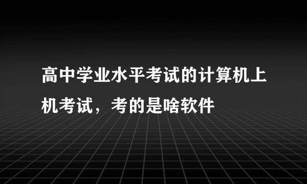 高中学业水平考试的计算机上机考试，考的是啥软件