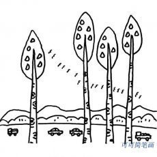 白杨树怎么画，简笔画