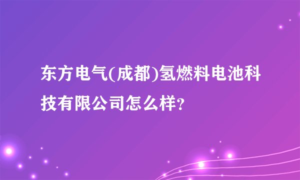 东方电气(成都)氢燃料电池科技有限公司怎么样？