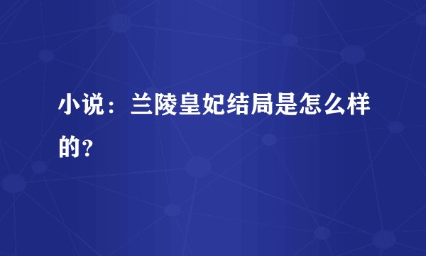 小说：兰陵皇妃结局是怎么样的？