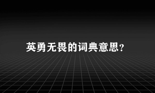 英勇无畏的词典意思？