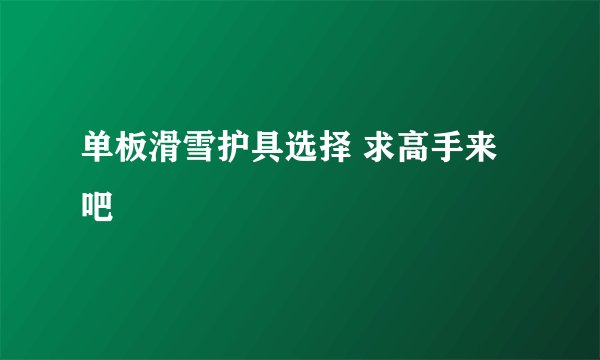 单板滑雪护具选择 求高手来吧