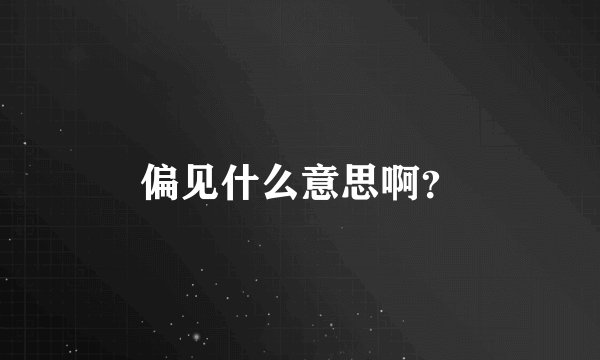 偏见什么意思啊？
