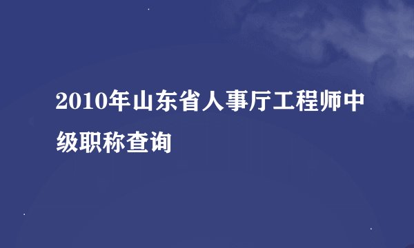 2010年山东省人事厅工程师中级职称查询
