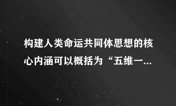 构建人类命运共同体思想的核心内涵可以概括为“五维一体“,它们之间是怎样的？
