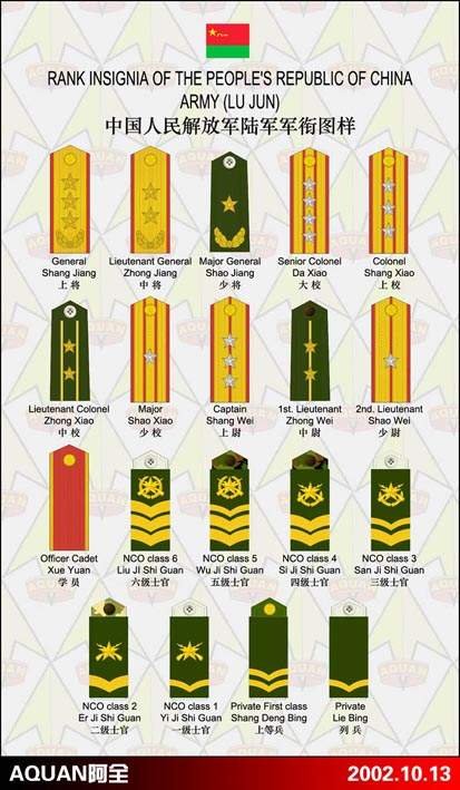 最新中国解放军军衔制肩章图案问题