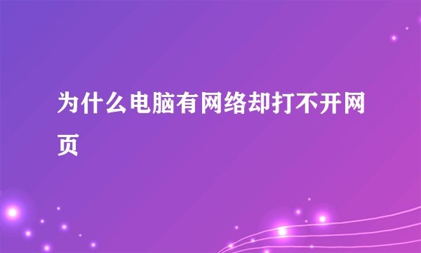 为什么电脑有网络却打不开网页