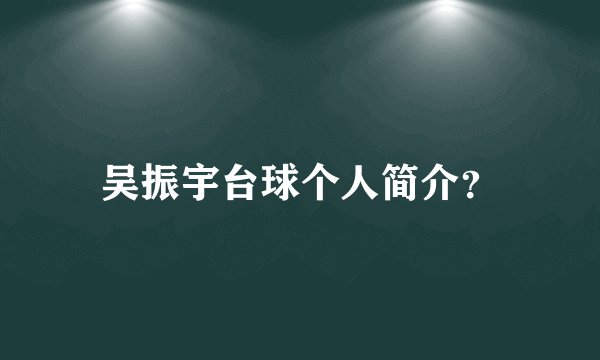 吴振宇台球个人简介？