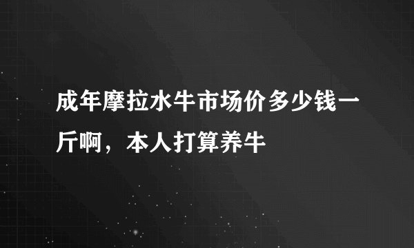 成年摩拉水牛市场价多少钱一斤啊，本人打算养牛