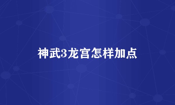 神武3龙宫怎样加点
