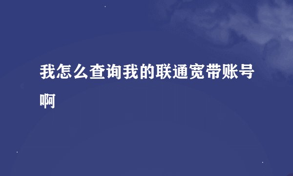 我怎么查询我的联通宽带账号啊