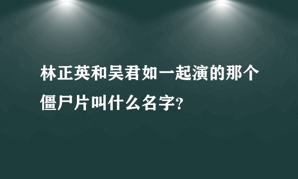 林正英和吴君如一起演的那个僵尸片叫什么名字？