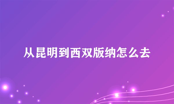从昆明到西双版纳怎么去