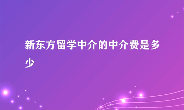 新东方留学中介的中介费是多少