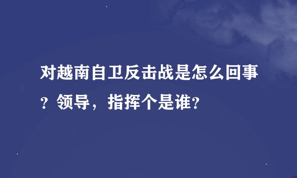 对越南自卫反击战是怎么回事？领导，指挥个是谁？