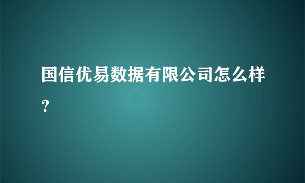 国信优易数据有限公司怎么样？