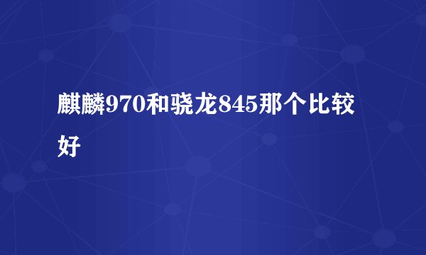 麒麟970和骁龙845那个比较好