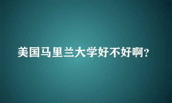 美国马里兰大学好不好啊？