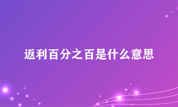 返利百分之百是什么意思