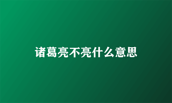 诸葛亮不亮什么意思