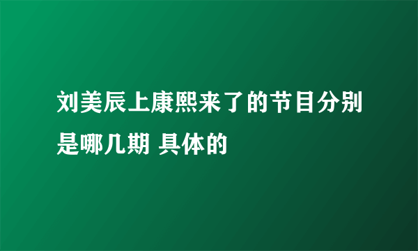 刘美辰上康熙来了的节目分别是哪几期 具体的