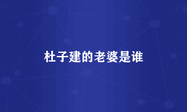 杜子建的老婆是谁