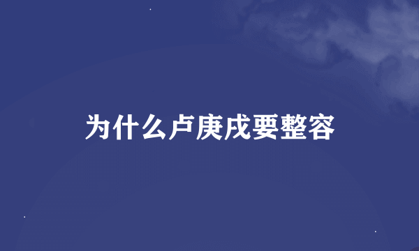 为什么卢庚戌要整容