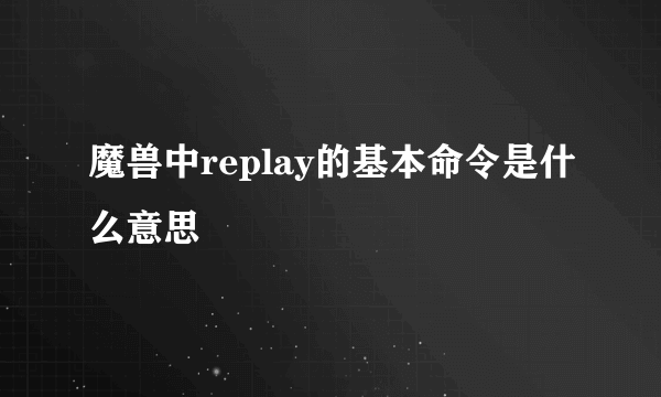 魔兽中replay的基本命令是什么意思