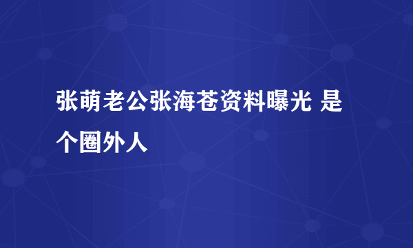 张萌老公张海苍资料曝光 是个圈外人