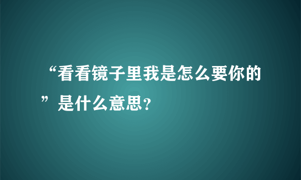 “看看镜子里我是怎么要你的”是什么意思？