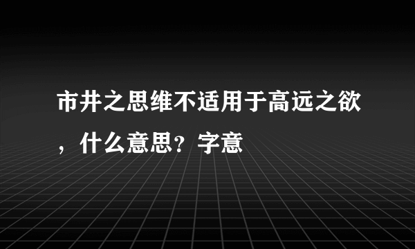 市井之思维不适用于高远之欲，什么意思？字意