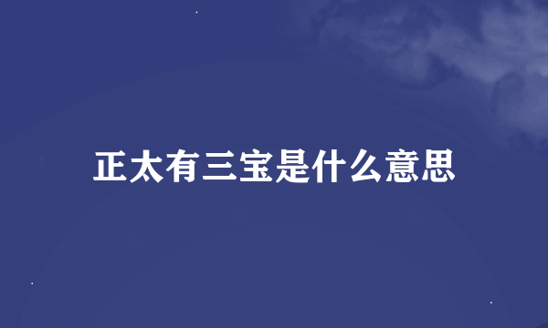 正太有三宝是什么意思
