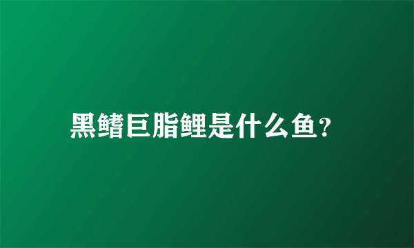 黑鳍巨脂鲤是什么鱼？