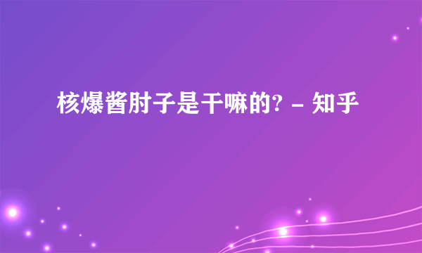 核爆酱肘子是干嘛的? - 知乎