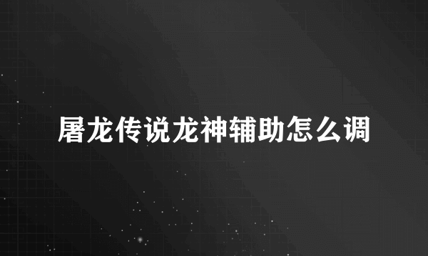 屠龙传说龙神辅助怎么调