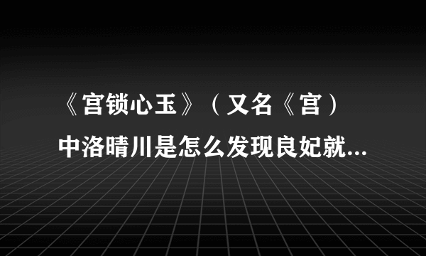 《宫锁心玉》（又名《宫） 中洛晴川是怎么发现良妃就是当年的苏锦良，苏锦良又是怎么发现晴川是现代人？