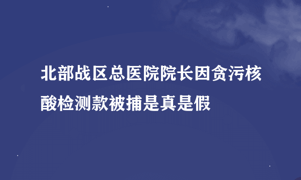 北部战区总医院院长因贪污核酸检测款被捕是真是假